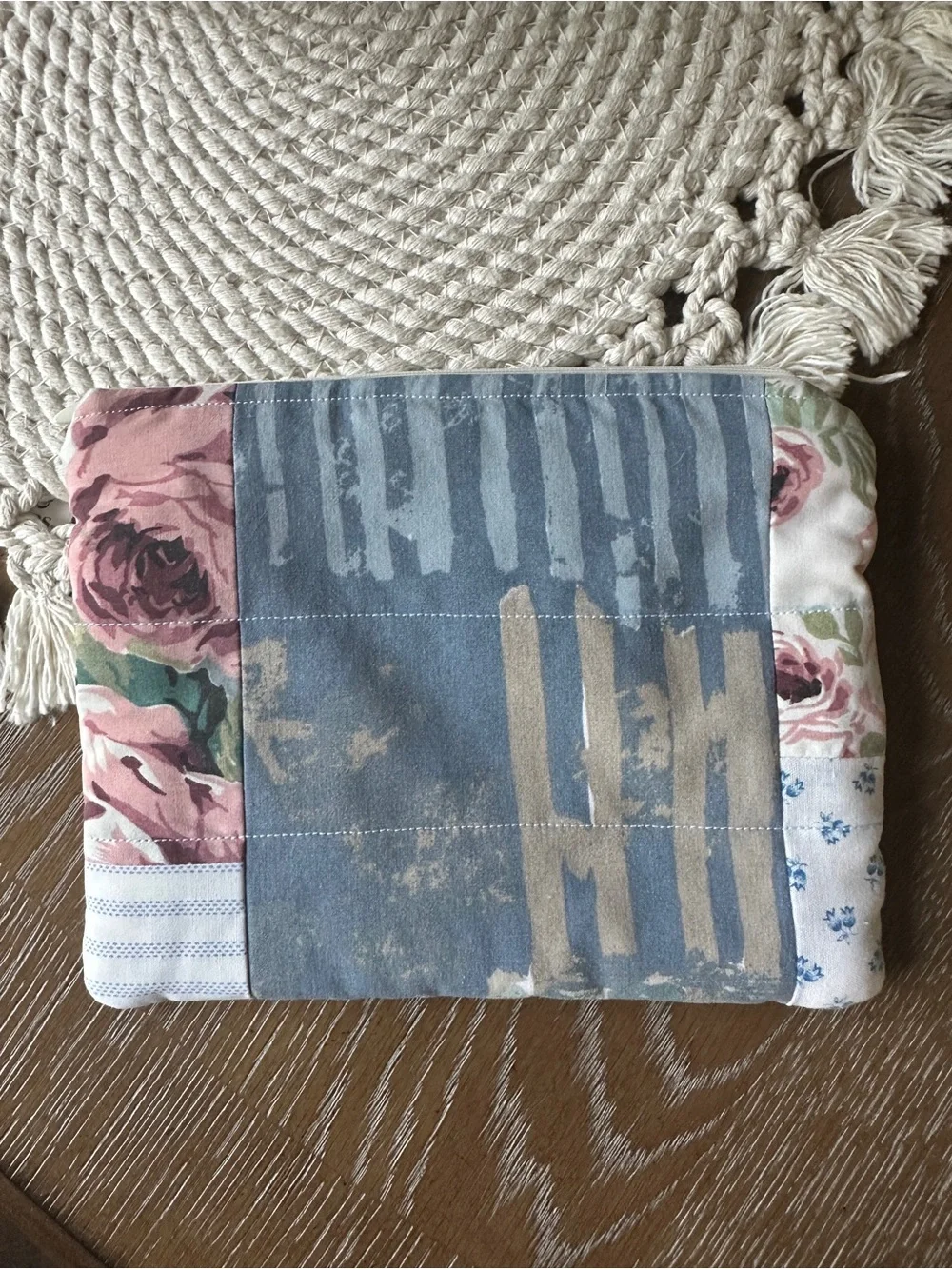 Patchwork Floral & Blue Quilted Pouch